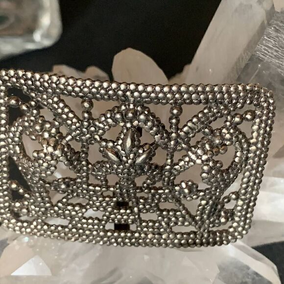 Vintage Faceted Steel Buckle, Unstamped - Picture 2 of 4